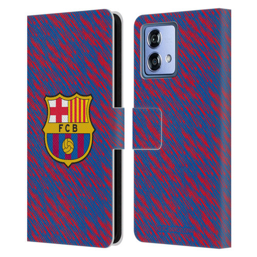 FC Barcelona Crest Patterns Glitch Leather Book Wallet Case Cover For Motorola Moto G84 5G