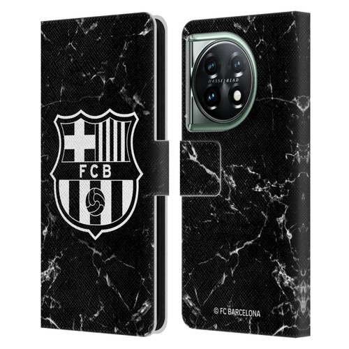 FC Barcelona Crest Patterns Black Marble Leather Book Wallet Case Cover For OnePlus 11 5G