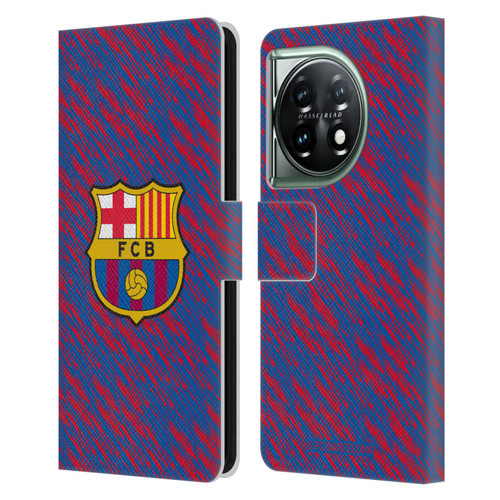 FC Barcelona Crest Patterns Glitch Leather Book Wallet Case Cover For OnePlus 11 5G