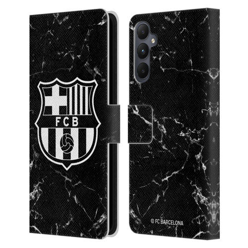 FC Barcelona Crest Patterns Black Marble Leather Book Wallet Case Cover For Samsung Galaxy A05s