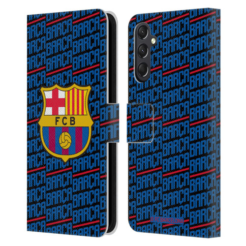 FC Barcelona Crest Patterns Barca Leather Book Wallet Case Cover For Samsung Galaxy A24 4G / M34 5G