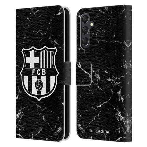 FC Barcelona Crest Patterns Black Marble Leather Book Wallet Case Cover For Samsung Galaxy A24 4G / M34 5G