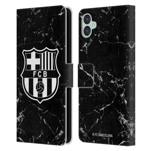 FC Barcelona Crest Patterns Black Marble Leather Book Wallet Case Cover For Samsung Galaxy M04 5G / A04e