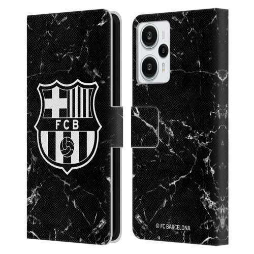 FC Barcelona Crest Patterns Black Marble Leather Book Wallet Case Cover For Xiaomi Redmi Note 12T