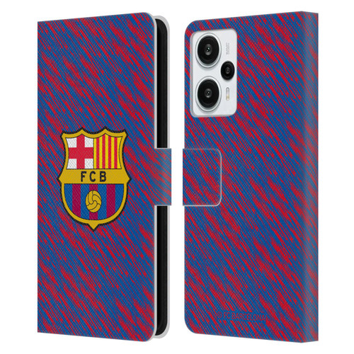 FC Barcelona Crest Patterns Glitch Leather Book Wallet Case Cover For Xiaomi Redmi Note 12T