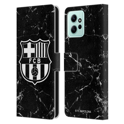 FC Barcelona Crest Patterns Black Marble Leather Book Wallet Case Cover For Xiaomi Redmi 12