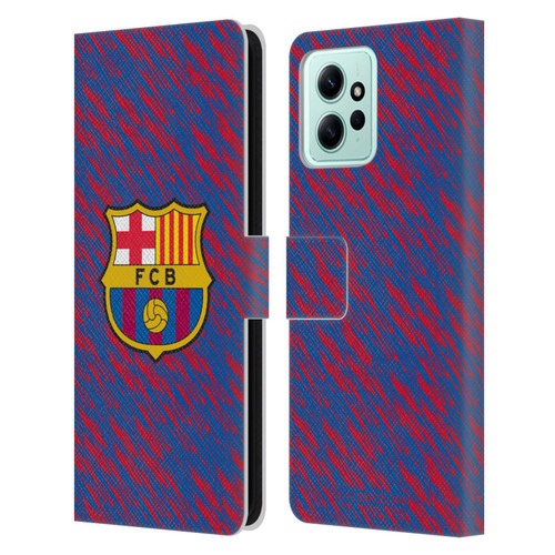 FC Barcelona Crest Patterns Glitch Leather Book Wallet Case Cover For Xiaomi Redmi 12