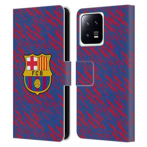 FC Barcelona Crest Patterns Glitch Leather Book Wallet Case Cover For Xiaomi 13 5G
