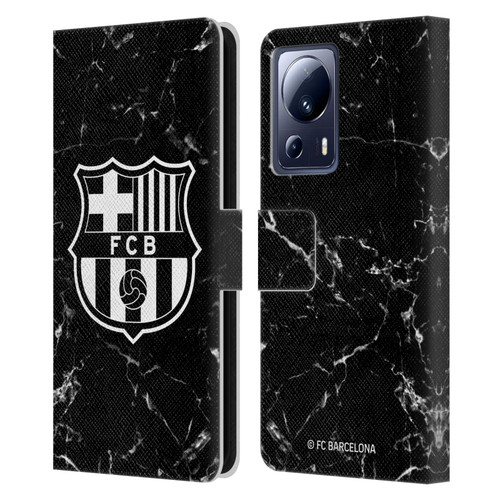 FC Barcelona Crest Patterns Black Marble Leather Book Wallet Case Cover For Xiaomi 13 Lite 5G