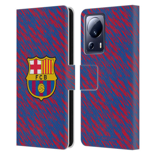 FC Barcelona Crest Patterns Glitch Leather Book Wallet Case Cover For Xiaomi 13 Lite 5G
