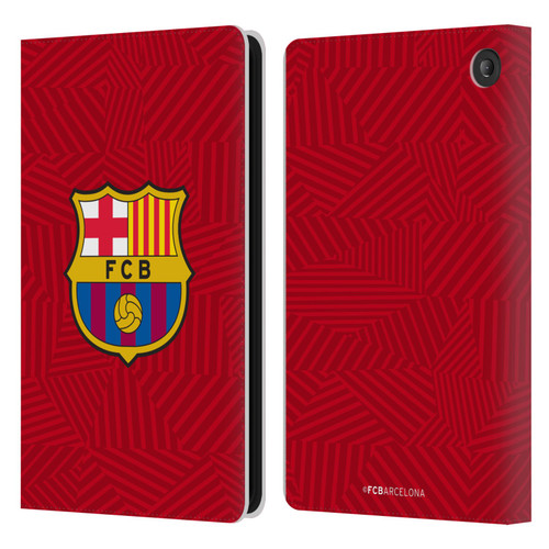 FC Barcelona Crest Red Leather Book Wallet Case Cover For Amazon Fire 7 2022