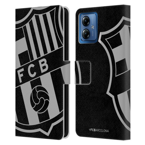 FC Barcelona Crest Oversized Leather Book Wallet Case Cover For Motorola Moto G14