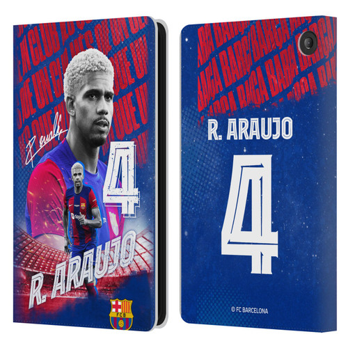 FC Barcelona 2023/24 First Team Ronald Araújo Leather Book Wallet Case Cover For Amazon Fire 7 2022