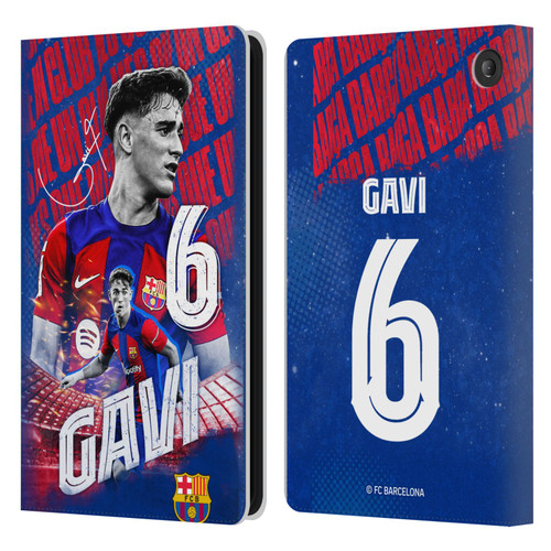 FC Barcelona 2023/24 First Team Gavi Leather Book Wallet Case Cover For Amazon Fire 7 2022