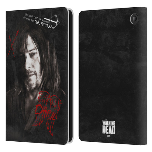 AMC The Walking Dead Daryl Dixon Iconic Grafitti Leather Book Wallet Case Cover For Amazon Fire 7 2022