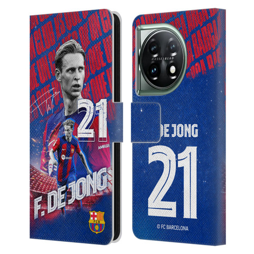 FC Barcelona 2023/24 First Team Frenkie de Jong Leather Book Wallet Case Cover For OnePlus 11 5G