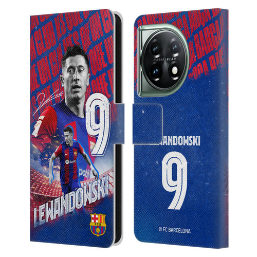 FC Barcelona 2023/24 First Team Robert Lewandowski Leather Book Wallet Case Cover For OnePlus 11 5G