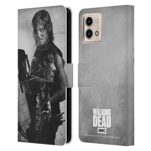 AMC The Walking Dead Double Exposure Daryl Leather Book Wallet Case Cover For Motorola Moto G Stylus 5G 2023