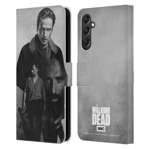 AMC The Walking Dead Double Exposure Rick Leather Book Wallet Case Cover For Samsung Galaxy A24 4G / M34 5G