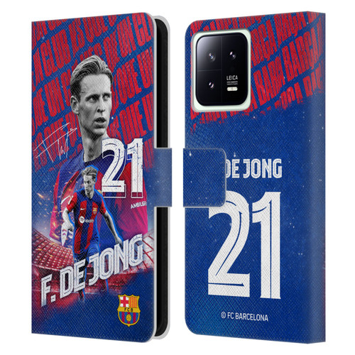 FC Barcelona 2023/24 First Team Frenkie de Jong Leather Book Wallet Case Cover For Xiaomi 13 5G