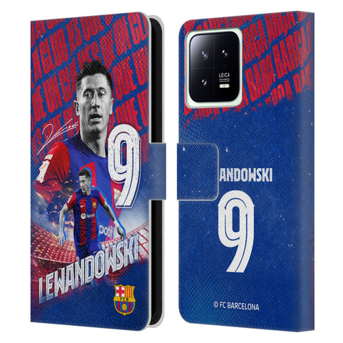 FC Barcelona 2023/24 First Team Robert Lewandowski Leather Book Wallet Case Cover For Xiaomi 13 5G
