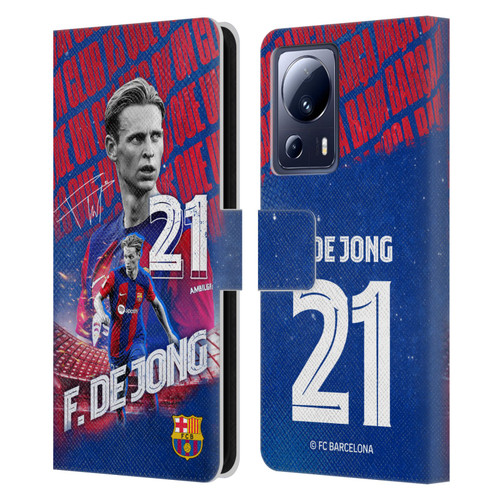 FC Barcelona 2023/24 First Team Frenkie de Jong Leather Book Wallet Case Cover For Xiaomi 13 Lite 5G