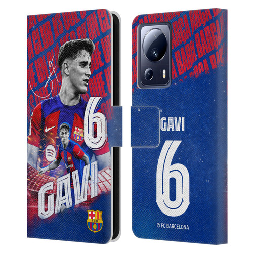 FC Barcelona 2023/24 First Team Gavi Leather Book Wallet Case Cover For Xiaomi 13 Lite 5G