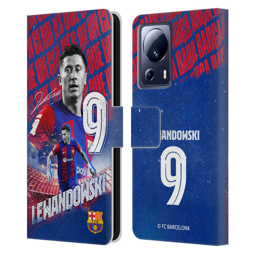 FC Barcelona 2023/24 First Team Robert Lewandowski Leather Book Wallet Case Cover For Xiaomi 13 Lite 5G