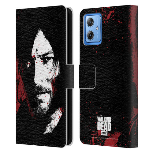 AMC The Walking Dead Gore Blood Bath Daryl Leather Book Wallet Case Cover For Motorola Moto G54 5G