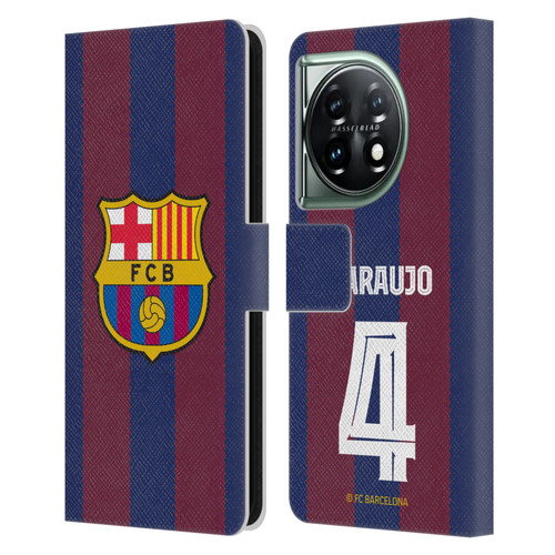 FC Barcelona 2023/24 Players Home Kit Ronald Araújo Leather Book Wallet Case Cover For OnePlus 11 5G