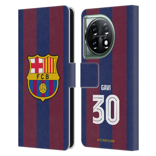 FC Barcelona 2023/24 Players Home Kit Gavi Leather Book Wallet Case Cover For OnePlus 11 5G