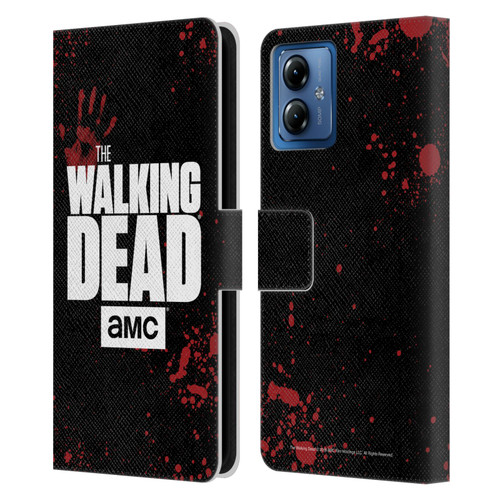 AMC The Walking Dead Logo Black Leather Book Wallet Case Cover For Motorola Moto G14