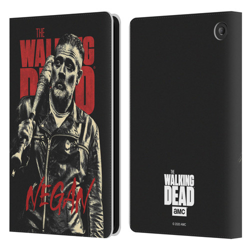 AMC The Walking Dead Season 10 Character Portraits Negan Leather Book Wallet Case Cover For Amazon Fire 7 2022