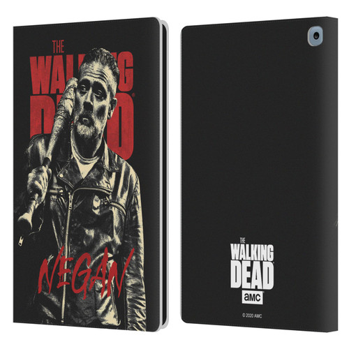 AMC The Walking Dead Season 10 Character Portraits Negan Leather Book Wallet Case Cover For Amazon Fire HD 10 / Plus 2021