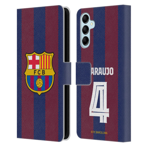 FC Barcelona 2023/24 Players Home Kit Ronald Araújo Leather Book Wallet Case Cover For Samsung Galaxy M14 5G