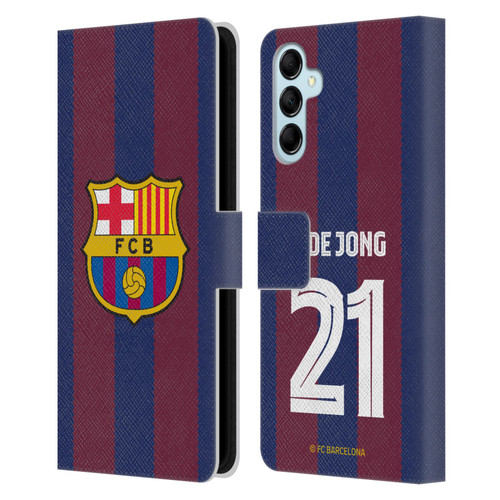 FC Barcelona 2023/24 Players Home Kit Frenkie de Jong Leather Book Wallet Case Cover For Samsung Galaxy M14 5G