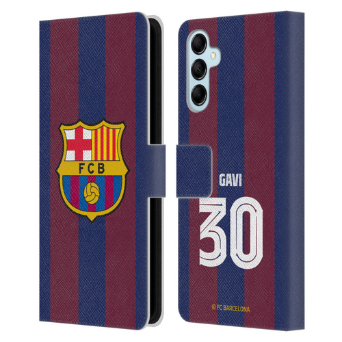 FC Barcelona 2023/24 Players Home Kit Gavi Leather Book Wallet Case Cover For Samsung Galaxy M14 5G