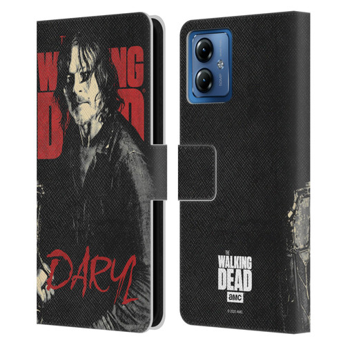 AMC The Walking Dead Season 10 Character Portraits Daryl Leather Book Wallet Case Cover For Motorola Moto G14