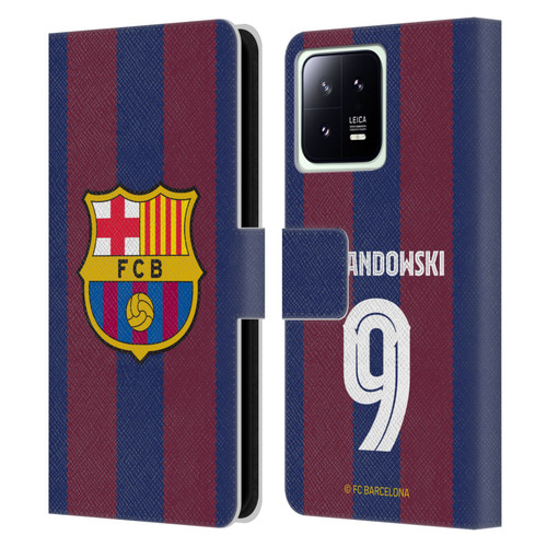 FC Barcelona 2023/24 Players Home Kit Robert Lewandowski Leather Book Wallet Case Cover For Xiaomi 13 5G