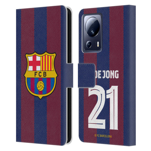 FC Barcelona 2023/24 Players Home Kit Frenkie de Jong Leather Book Wallet Case Cover For Xiaomi 13 Lite 5G
