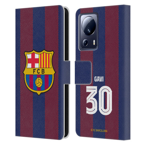 FC Barcelona 2023/24 Players Home Kit Gavi Leather Book Wallet Case Cover For Xiaomi 13 Lite 5G
