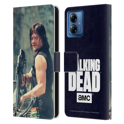 AMC The Walking Dead Daryl Dixon Archer Leather Book Wallet Case Cover For Motorola Moto G14