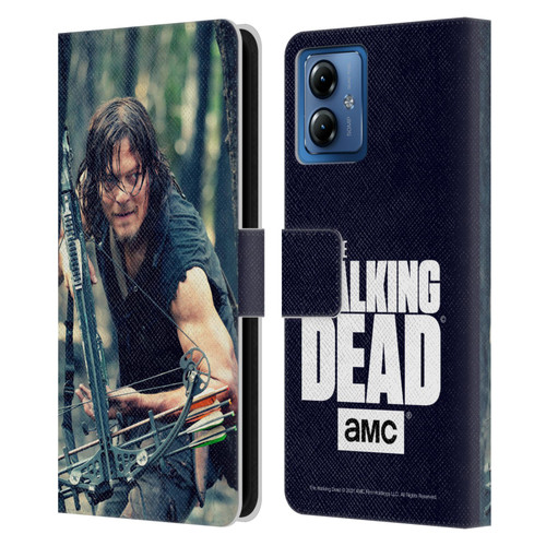 AMC The Walking Dead Daryl Dixon Lurk Leather Book Wallet Case Cover For Motorola Moto G14