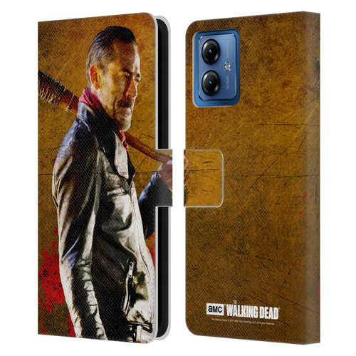 AMC The Walking Dead Negan Lucille 1 Leather Book Wallet Case Cover For Motorola Moto G14