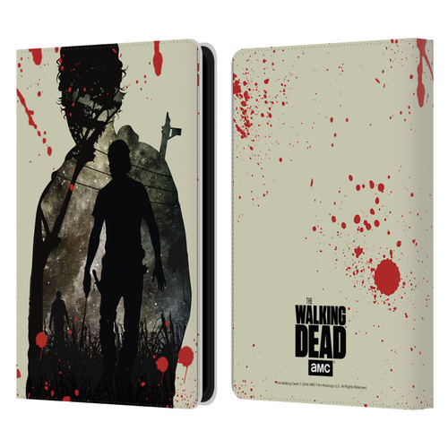 AMC The Walking Dead Silhouettes Rick Leather Book Wallet Case Cover For Amazon Kindle Paperwhite 5 (2021)