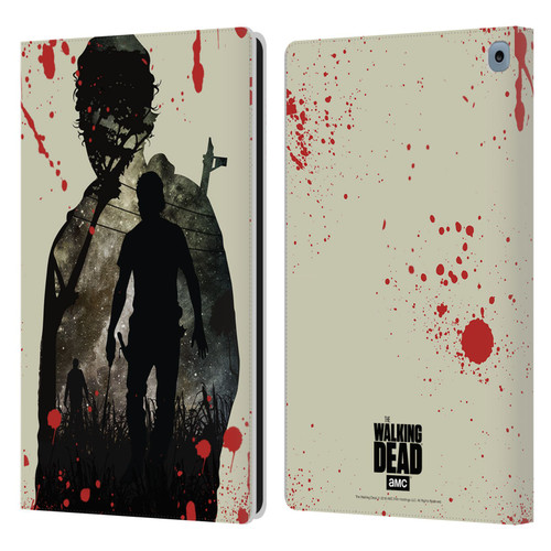 AMC The Walking Dead Silhouettes Rick Leather Book Wallet Case Cover For Amazon Fire HD 10 / Plus 2021