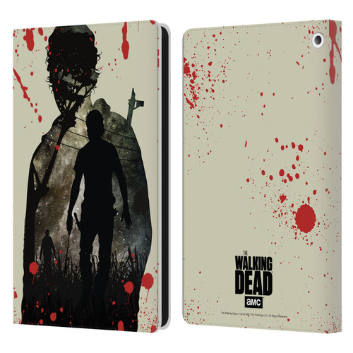 AMC The Walking Dead Silhouettes Rick Leather Book Wallet Case Cover For Amazon Fire HD 8/Fire HD 8 Plus 2020