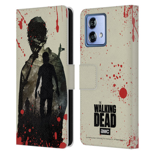 AMC The Walking Dead Silhouettes Rick Leather Book Wallet Case Cover For Motorola Moto G84 5G