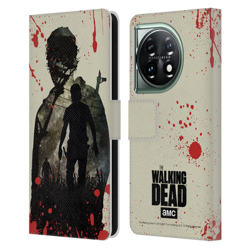 AMC The Walking Dead Silhouettes Rick Leather Book Wallet Case Cover For OnePlus 11 5G