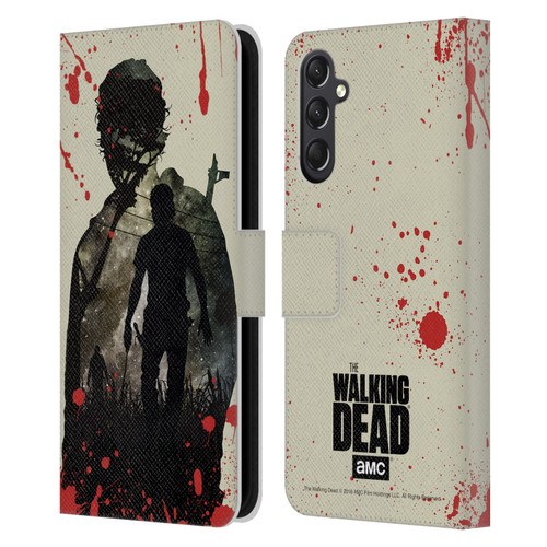 AMC The Walking Dead Silhouettes Rick Leather Book Wallet Case Cover For Samsung Galaxy A24 4G / M34 5G